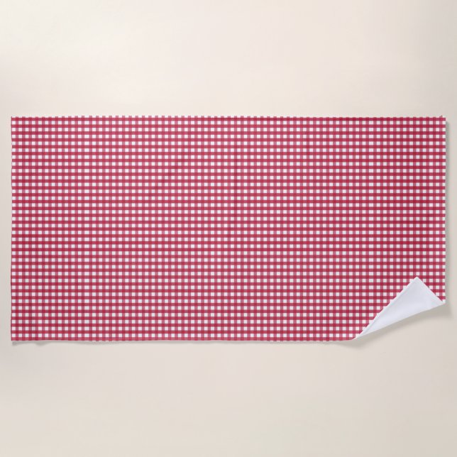 Toalha De Praia Gingham Vermelho e Branco (Frente)