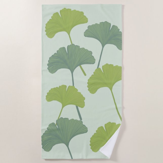 Toalha De Praia Ginkgo Leaves Customizable Background Colors  (Frente)