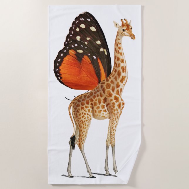 Toalha De Praia Girafa-das-asas-borboletas (Frente)