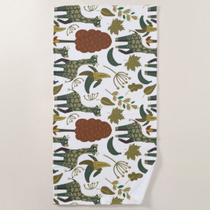 Toalha De Praia Girafa sem costura padrão floral colorido