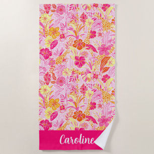 Toalha De Praia Girafas Rosa-de-Palma de Pré-Disquete Personalizad