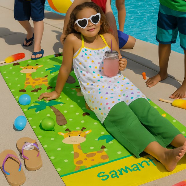 Toalha De Praia Giraffe Adventure com Palmeiras (Criador carregado)