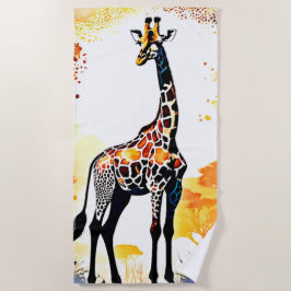 Toalha De Praia Giraffe Savannah Art