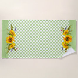 Toalha De Praia Girassóis no tabuleiro de xadrez