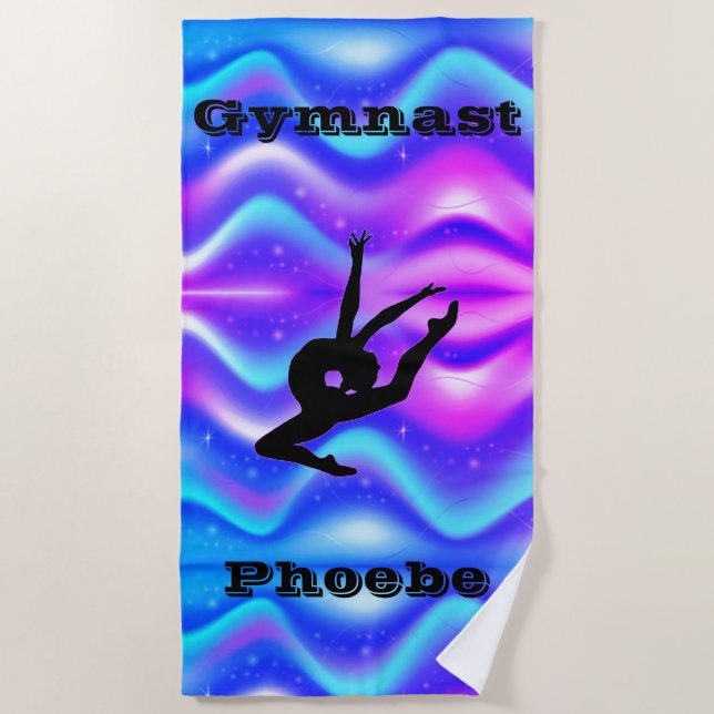 Toalha De Praia Girls Gymnastics Beach Towel com seu nome! (Frente)