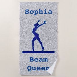 Toalha De Praia Girls Gymnastics Beam Queen Faux Glitter