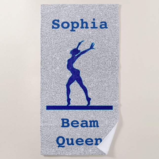 Toalha De Praia Girls Gymnastics Beam Queen Faux Glitter (Frente)