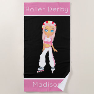 Toalha De Praia Girls Roller Derby Personalised Beach Towel