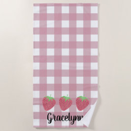 Toalha De Praia Girls Watercolor Strawberry Trio e Xadrez