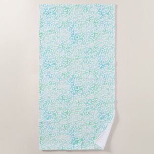 Toalha De Praia Girly Aqua Mint Watercolor White Leopard