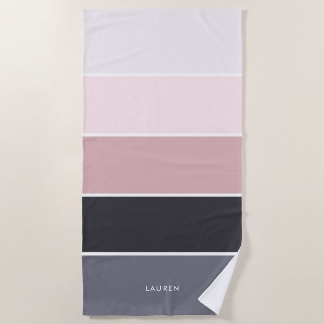 Toalha De Praia Girly Modern Stripes Personalizadas (Frente)