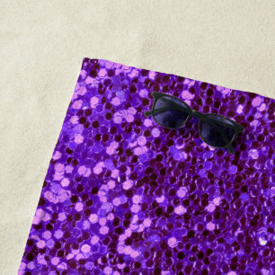 Toalha De Praia Girly Purple Glitter Bling Glam Modern