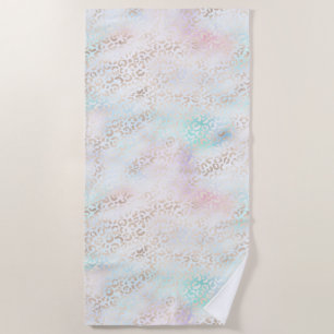 Toalha De Praia Giry Aqua Blush Pink Dourado Leopard