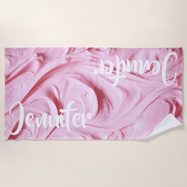 Toalha De Praia Glacé rosa personalizado (Frente)