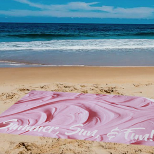 Toalha De Praia glacé rosa 'Verão, sol e diversão' (Criador carregado)