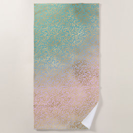 Toalha De Praia Glam Dourado Leopardo Imprime Aqua Rosa Tie Tye