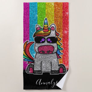 Toalha De Praia Glitter do Rainbow Unicorn Orgulho gay Flag Sparkl