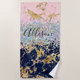 Toalha De Praia Glitter e mármore personalizados