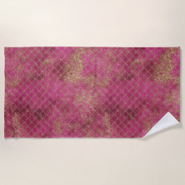 Toalha De Praia Glitz Glitter Dourada Rosa Menor