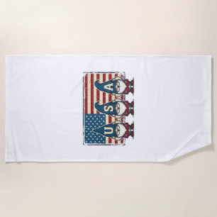 Toalha De Praia Gnomos Patrióticos Vintage EUA Design de Camisa Br