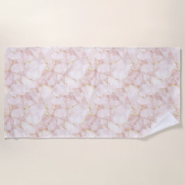 Toalha De Praia Gold Blush Pink Rose Petals Floral  