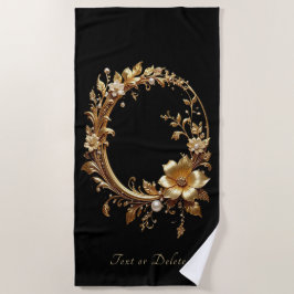 Toalha De Praia Golden Floral Ornate Beach Towel