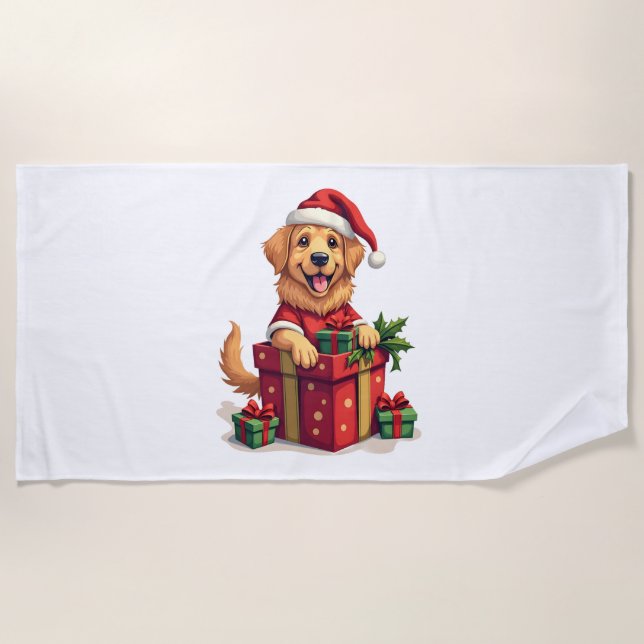 Toalha De Praia Golden Retriever Gift Wrap (Frente)