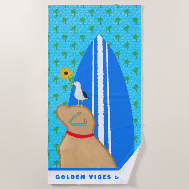 Toalha De Praia Golden Vibes Only Beach Towel (Frente)