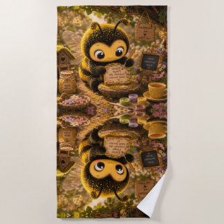 Toalha De Praia Goldene Hummel im Blütentanz.10