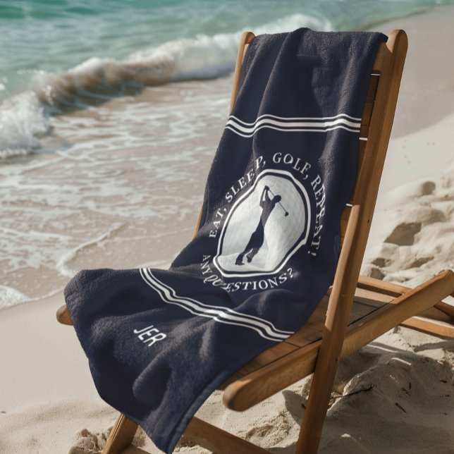 Toalha De Praia Golfer Male Sports Pro Golf Ball Marinho Azul (Criador carregado)