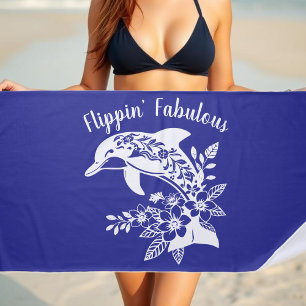 Toalha De Praia Golfinho Havaiano - Fabuloso Azul Profundo