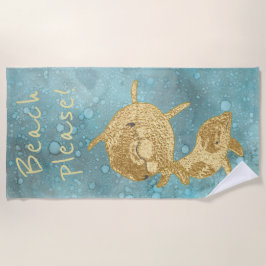 Toalha De Praia Golfinhos Dourados de praia "Beach Please"