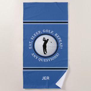 Toalha De Praia Golfista Bola de Golfe Esportista Masculino Azul R