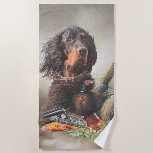 Toalha De Praia Gordon setter com faisões, Art (Frente)