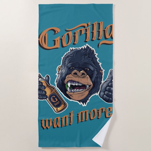 Toalha De Praia Gorilla Beer Beach Towel (Frente)