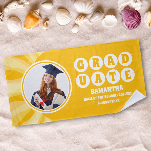 Toalha De Praia Graduação de Foto em Sol Retro (Criador carregado)