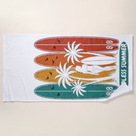 Toalha de Praia Gráfica de Prancha de Surf Vintage