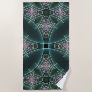 Toalha De Praia Gráfico de Arte Geométrica Teal Moderna