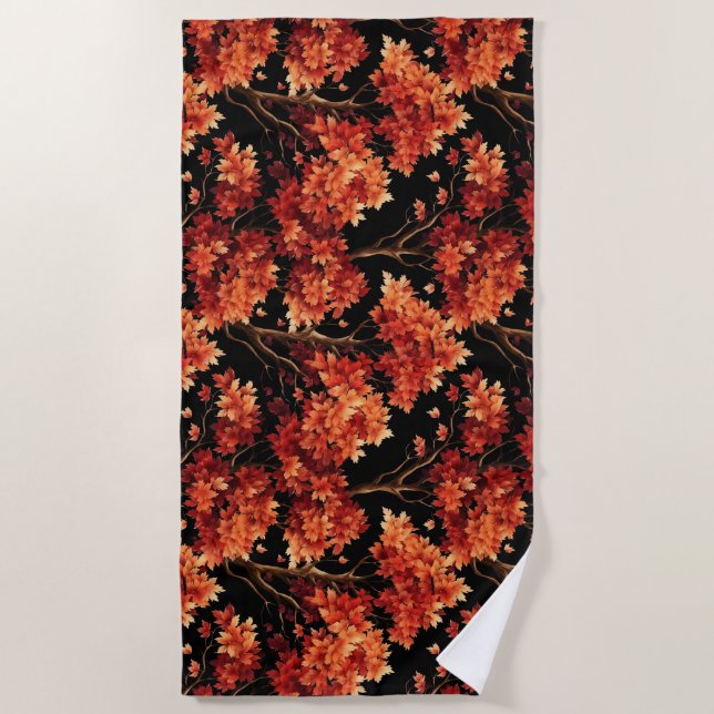 Toalha De Praia Gráfico de padrão sem costura da árvore de mapeame (Frente)