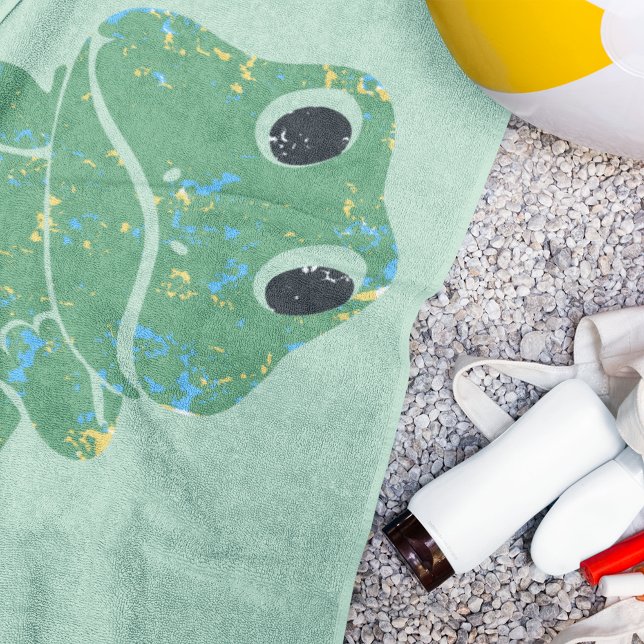 Toalha De Praia Gráfico de Sapo Retroativo Cute Personalizado (Criador carregado)