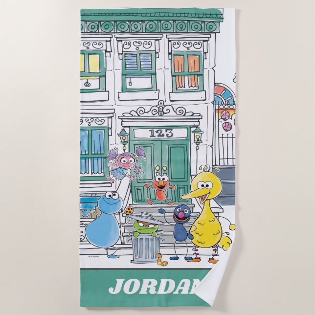 Toalha De Praia Gráfico de Sesame Pals Doodley (Frente)