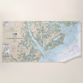 Toalha De Praia Gráfico náutico do Rio Savana - rua Helena Sound