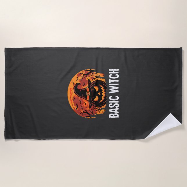 Toalha De Praia Gráficos Básicos de Halloween Feiticeira Abóbora L (Frente)