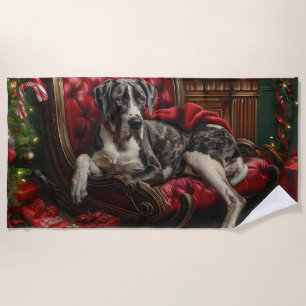 Toalha De Praia Grande Dane Cachorro Festivo