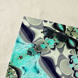 Toalha De Praia Grande espelhamento de cinzas e aquamarinas