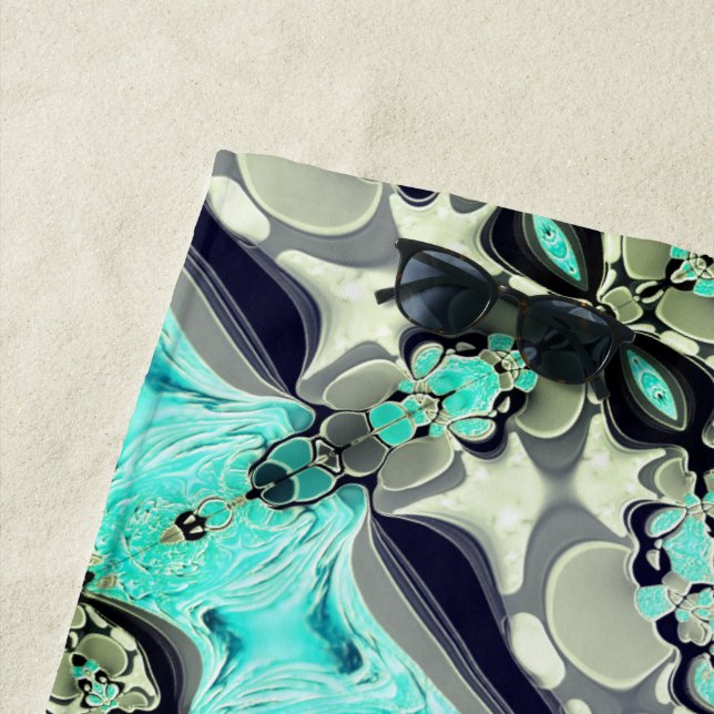 Toalha De Praia Grande espelhamento de cinzas e aquamarinas (In Situ)