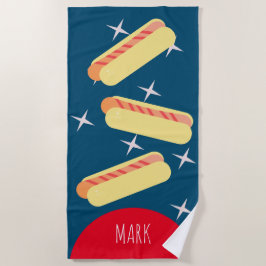 Toalha De Praia Grandes Hotdog Stars Blue Name Beach Towel