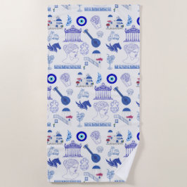 Toalha De Praia Greece Blue and White