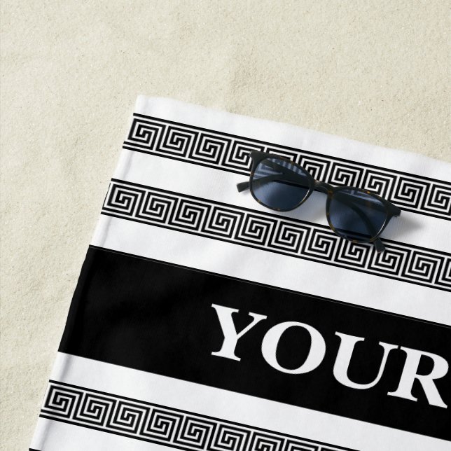 Toalha De Praia Greek key meander pattern personalized (In Situ)