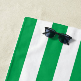 Toalha De Praia Green and White Cabana Stripes 